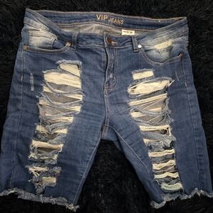 VIP Women's Ripped Blue Denim Shorts